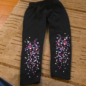 5/25 Girls' Black Place Leggings with Colorful Heart & Star Scatter Size 7/8..